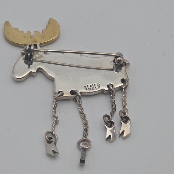 Vintage Charming Moose Brooch – Sterling Silver & Brass, 1990s - Picture 2 of 6